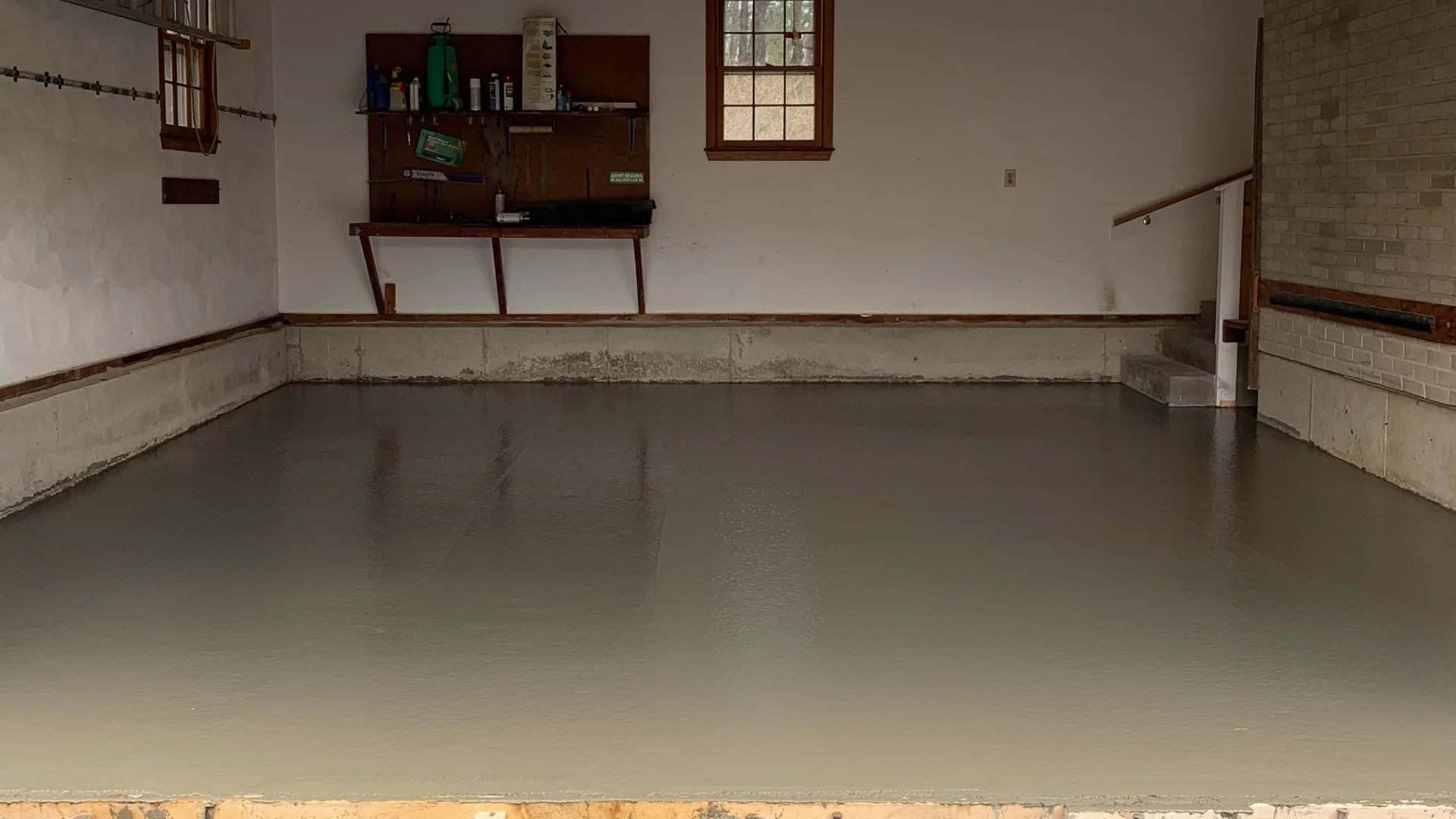 Finished concrete garage floor installed by Goodwood in Danvers Massachusetts