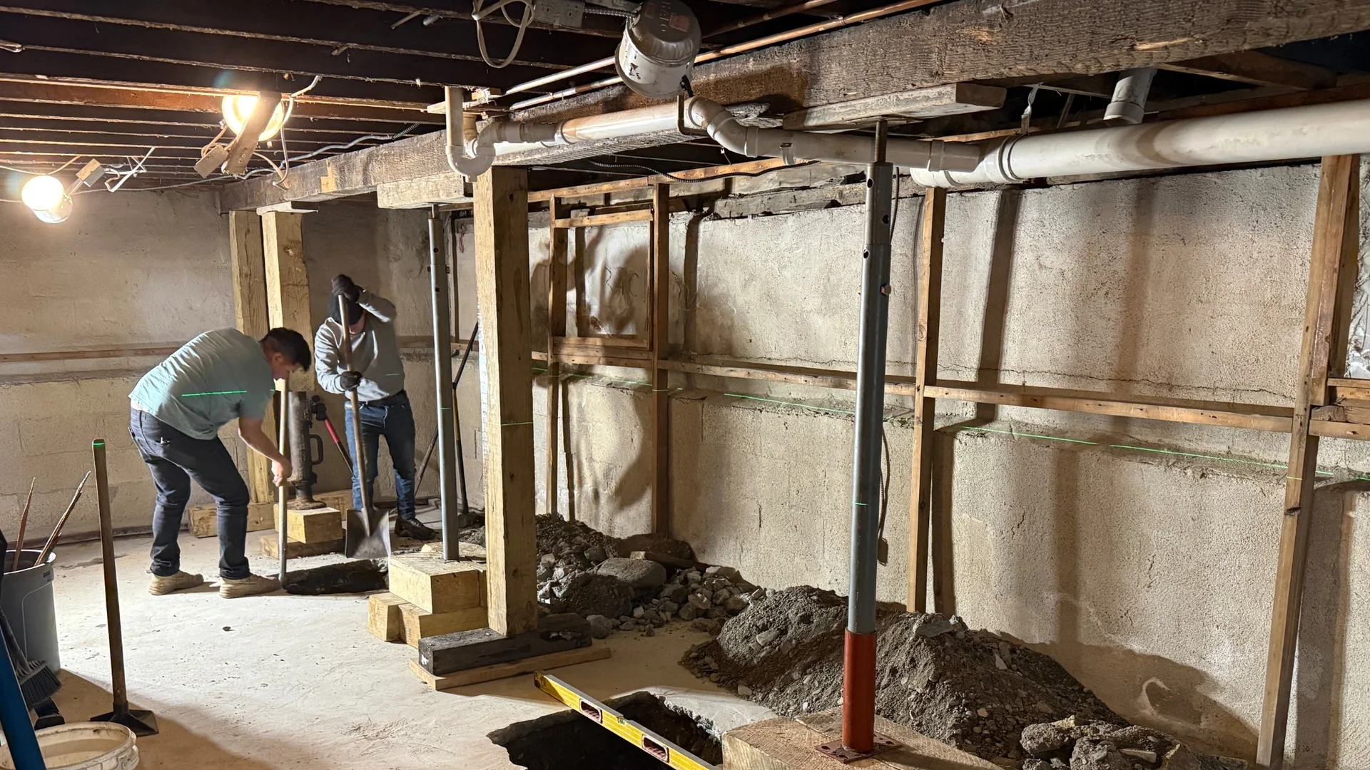 lally-column-replacement-massachusetts-structural-support Lally column replacement and basement structural support upgrade in older Greater Boston Massachusetts home